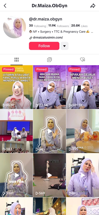Dr. Maiza Tusimin TikTok profile on a phone