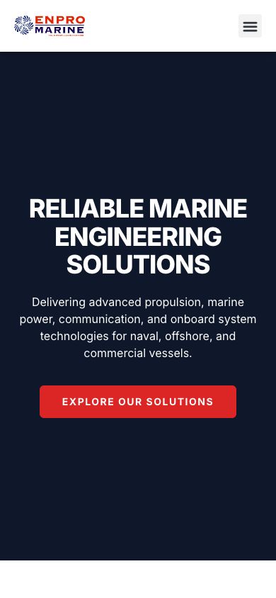 Enpro Marine website on mobile, designed by Elemention