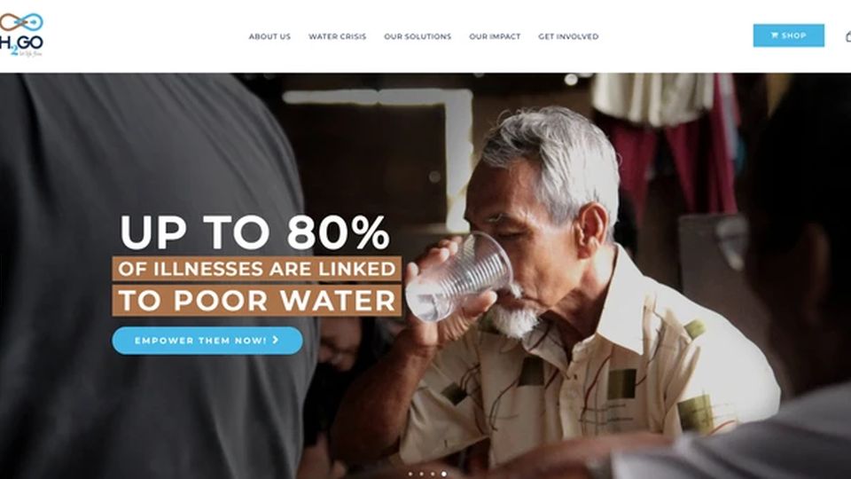 H2GO website on desktop, designed by Elemention