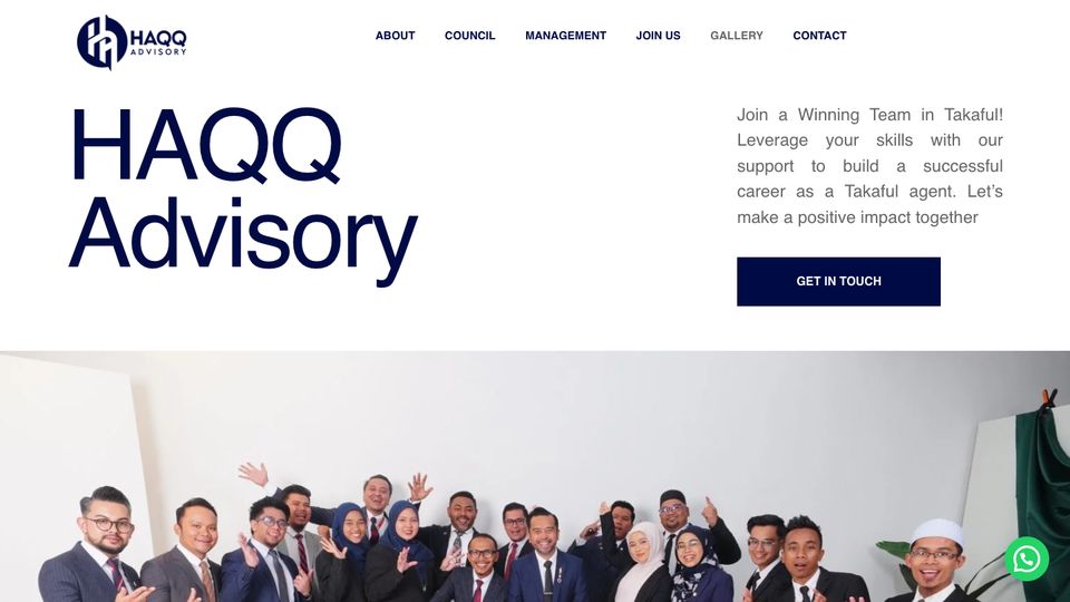 Haqq Advisory website on desktop, designed by Elemention