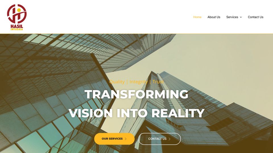 Hasil Integra website on desktop, designed by Elemention