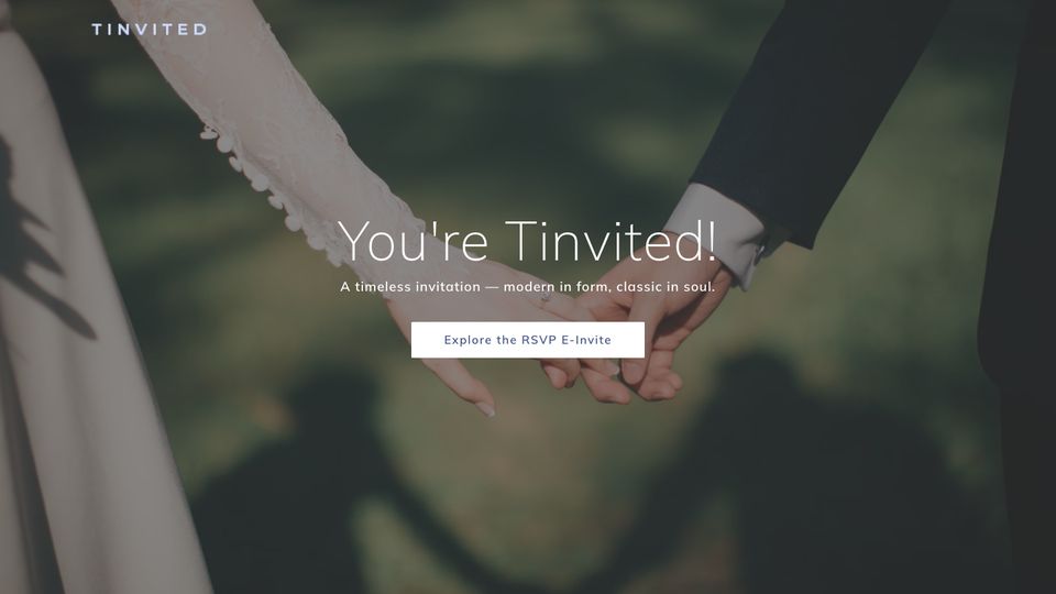 Tinvited website on desktop, designed by Elemention