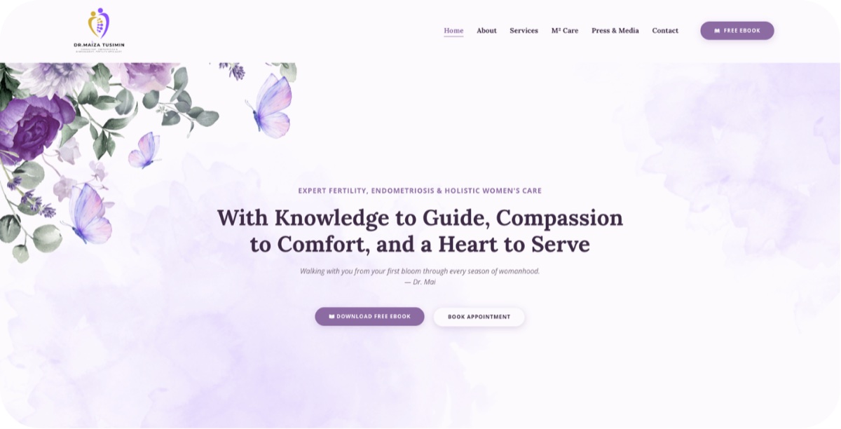 drmaizatusimin.com website homepage designed by Elemention