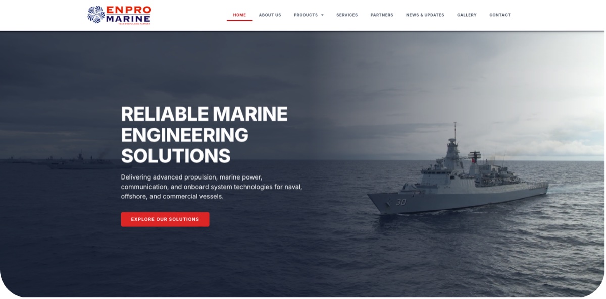 enpromarine.com.my website homepage designed by Elemention
