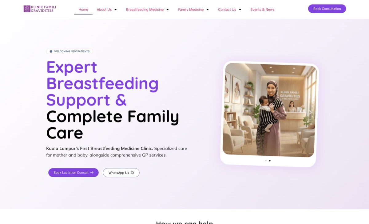 klinikfamiligravidities.com website homepage designed by Elemention